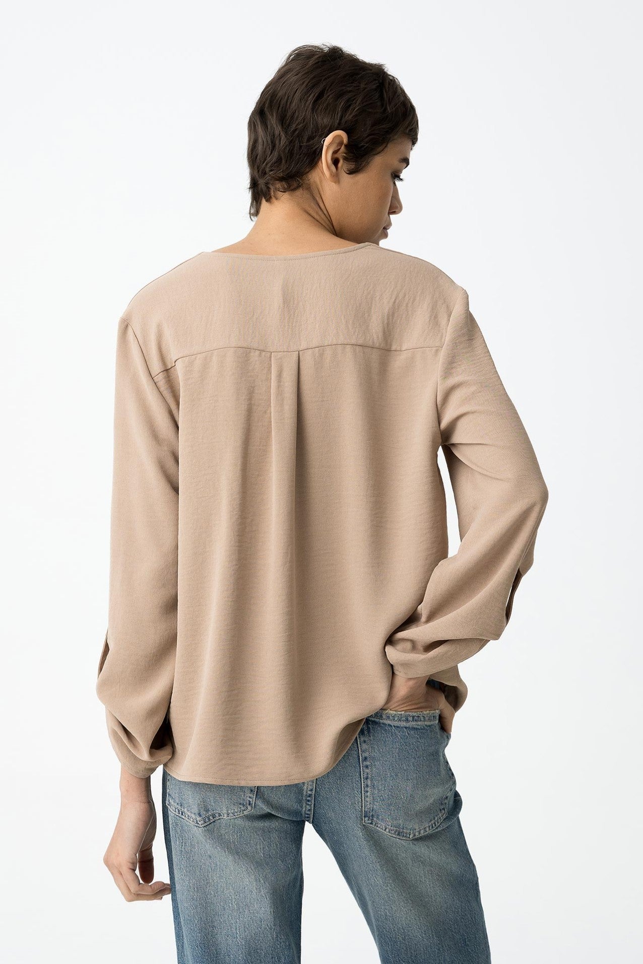Tiffosi Sand V neck long sleeve top