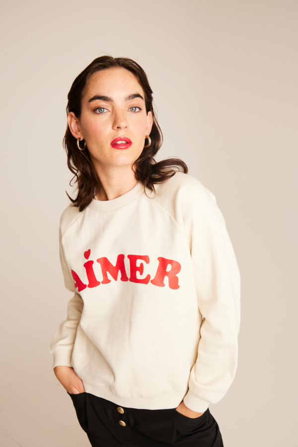 ICHI IHLELA Brushed Sweatshirt-Almond