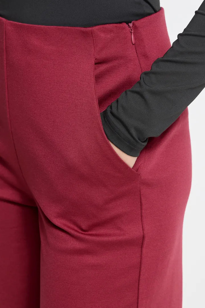 ICHI IHKATE WIDE PA2 Trousers - Light Burgundy.