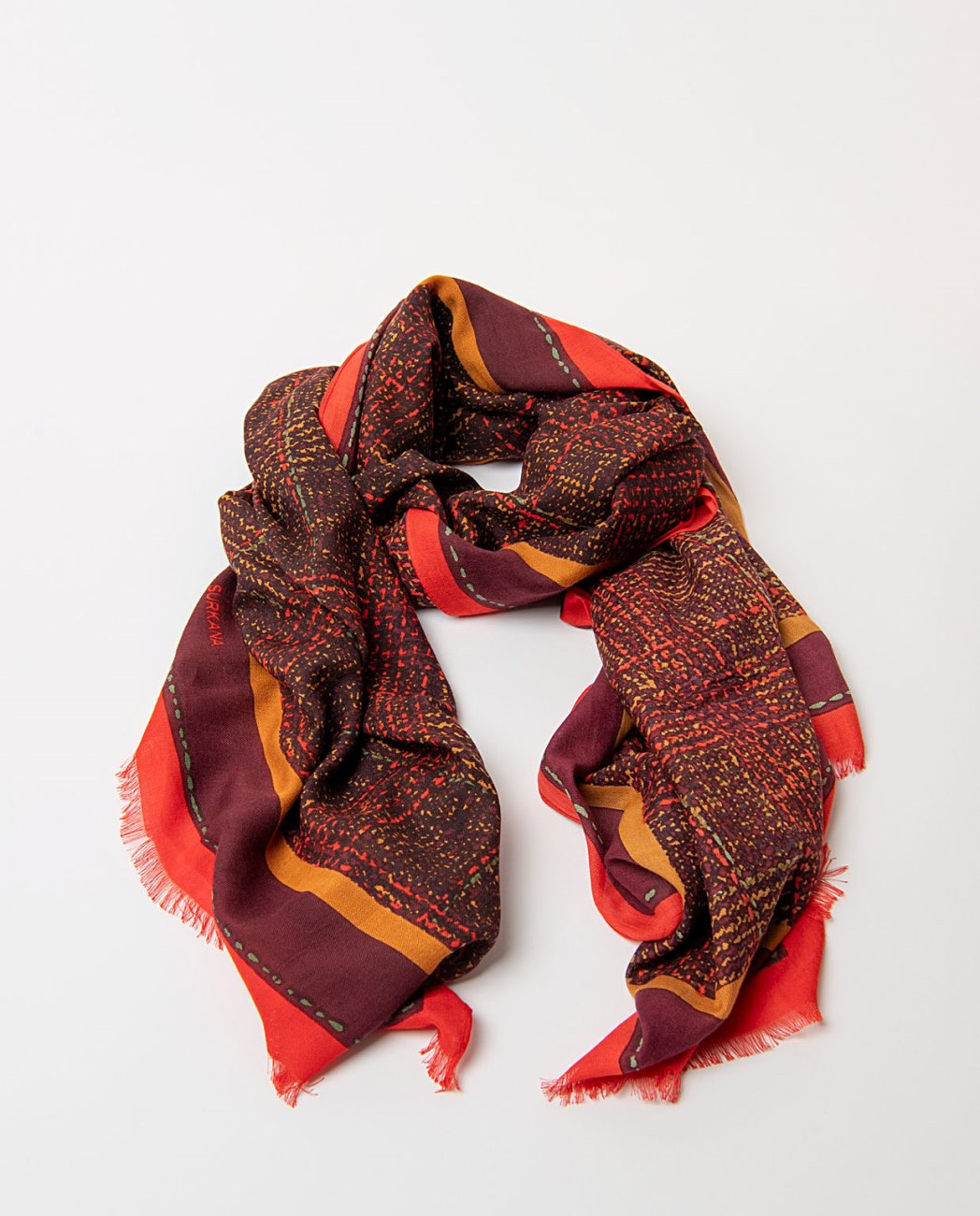 Surkana Scarf Orange & Burgundy Mix