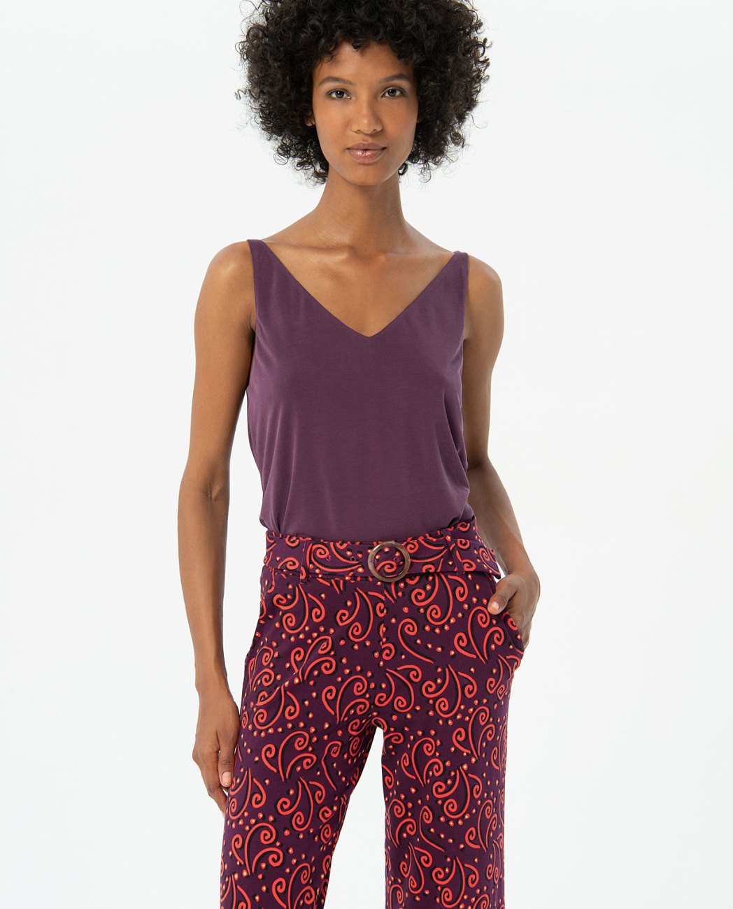 Surkana Long trousers with belt-Maroon