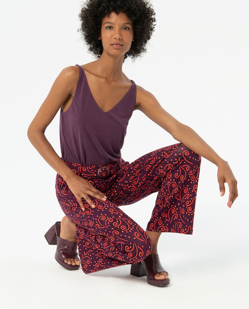 Surkana Long trousers with belt-Maroon