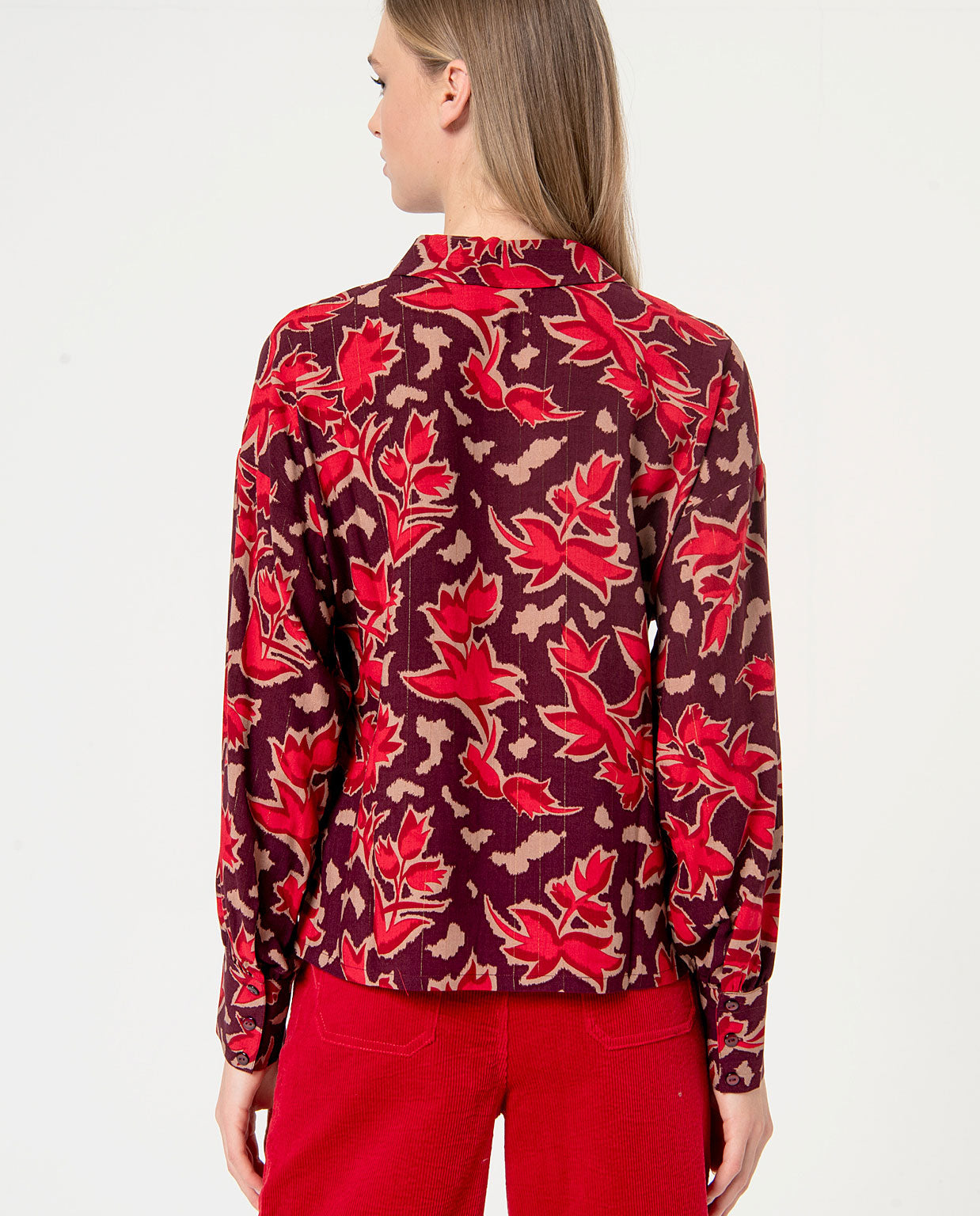 Surkana Bat Sleeve Blouse. Maroon