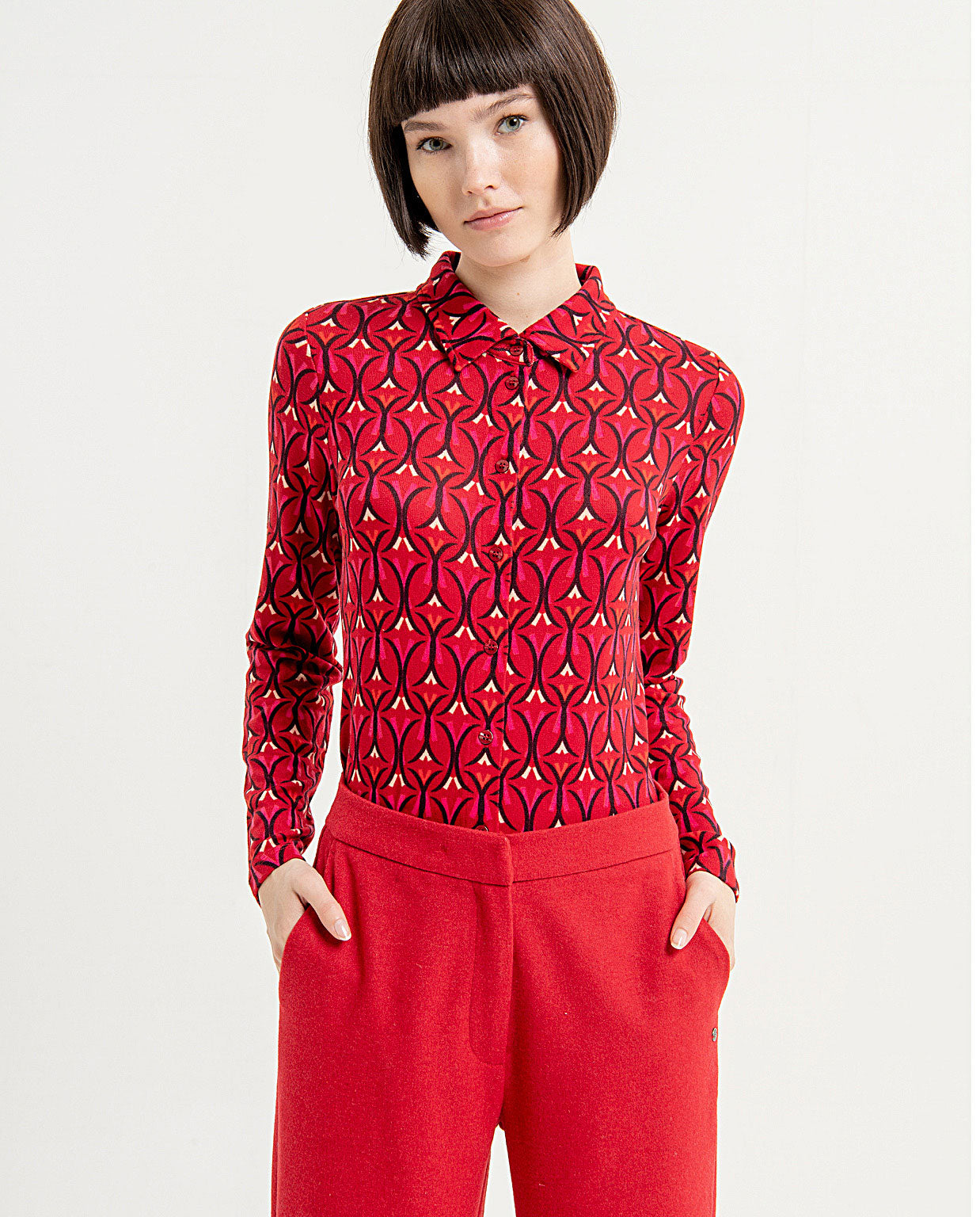 Surkana Straight skinny pants elastic-Red