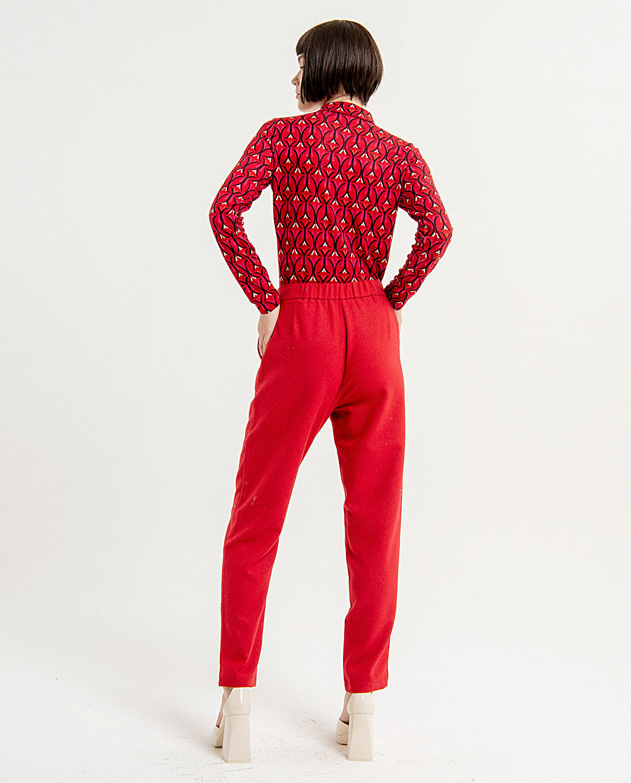 Surkana Straight skinny pants elastic-Red