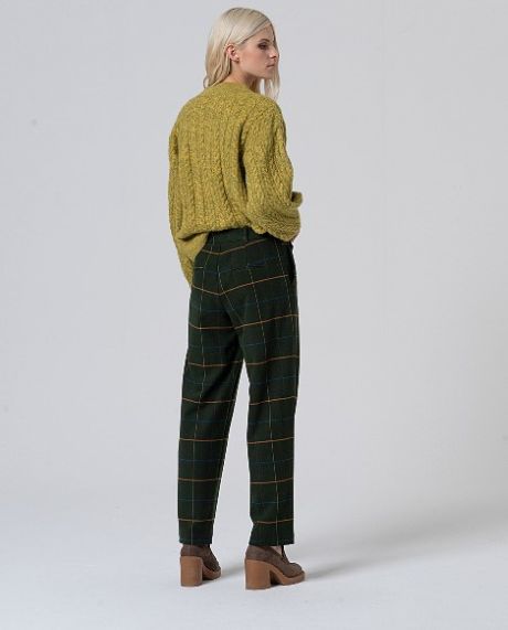 Surkana Straight Plaid Pants Khaki