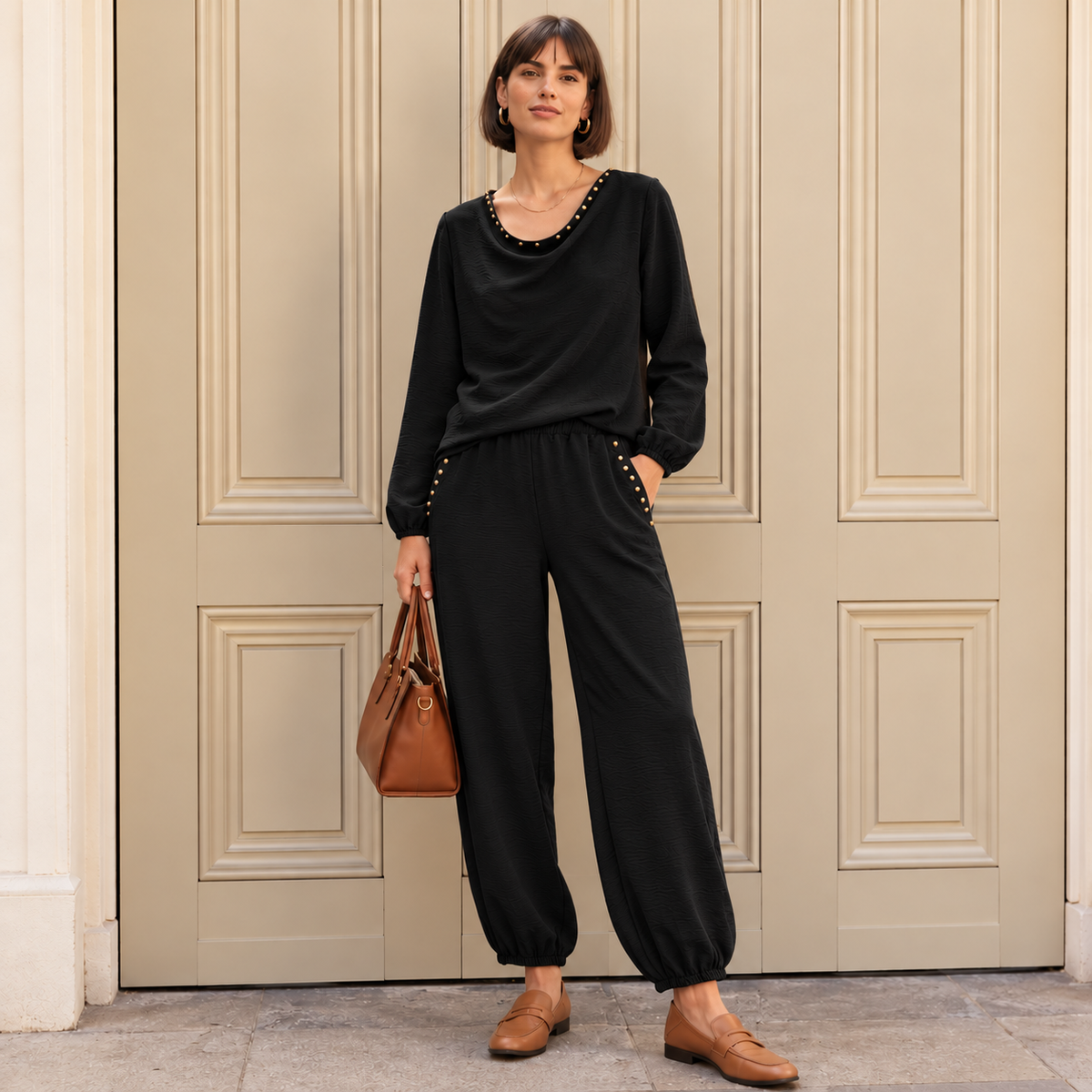 Sophie Coordinate with Studded detail - Black.