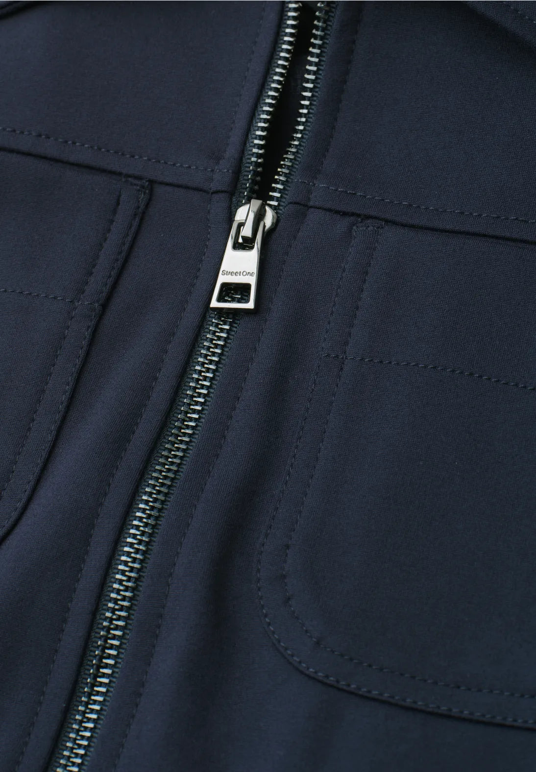 Street One Jacket with Zipper & Chest Pockets - Navy.