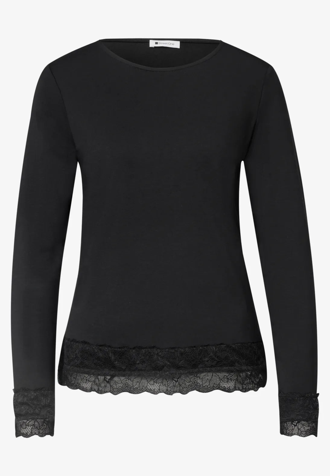 Street One Top with Lace Detail - Black.