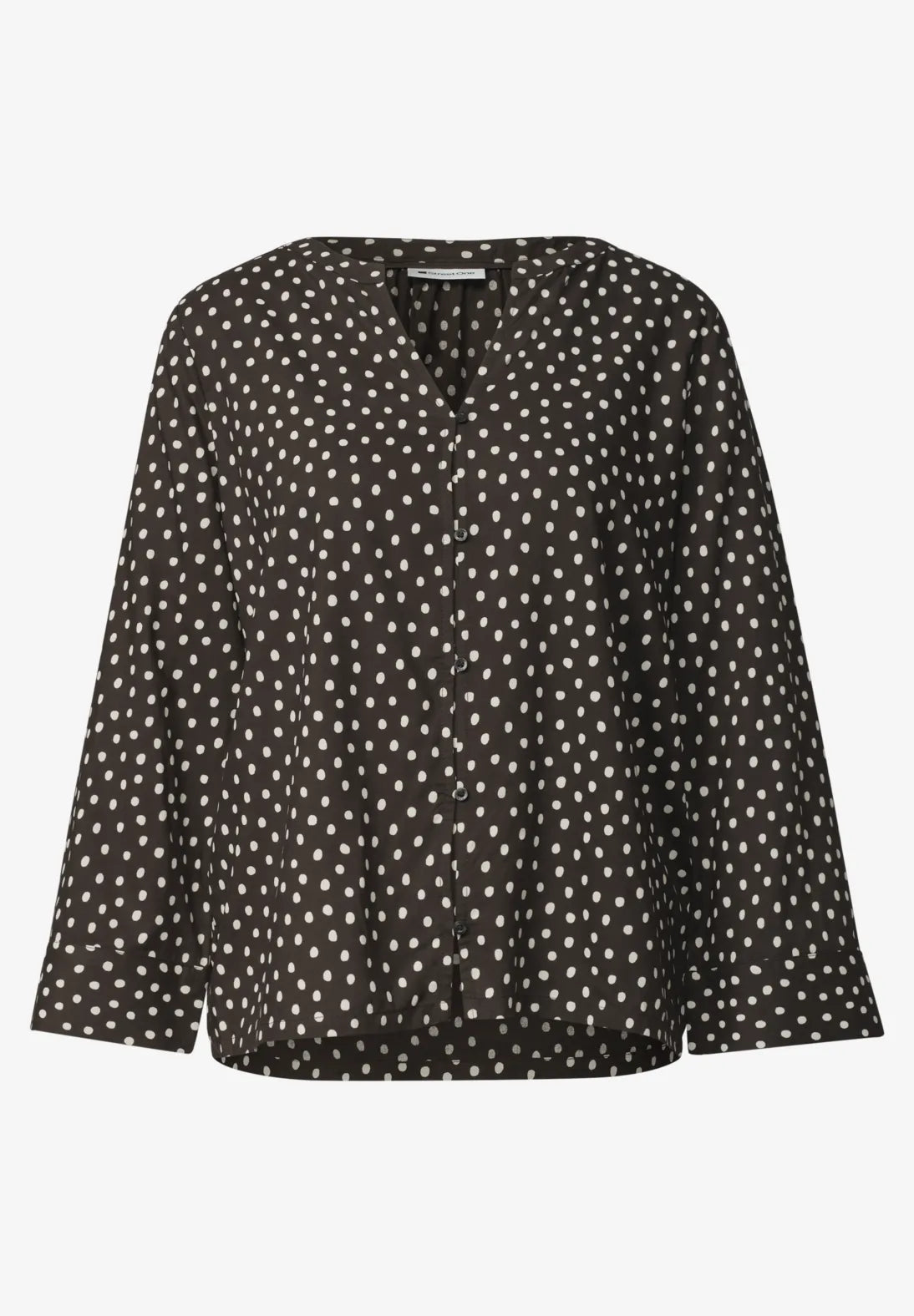 Street One Top with Split Neck - Brown & White Spot.