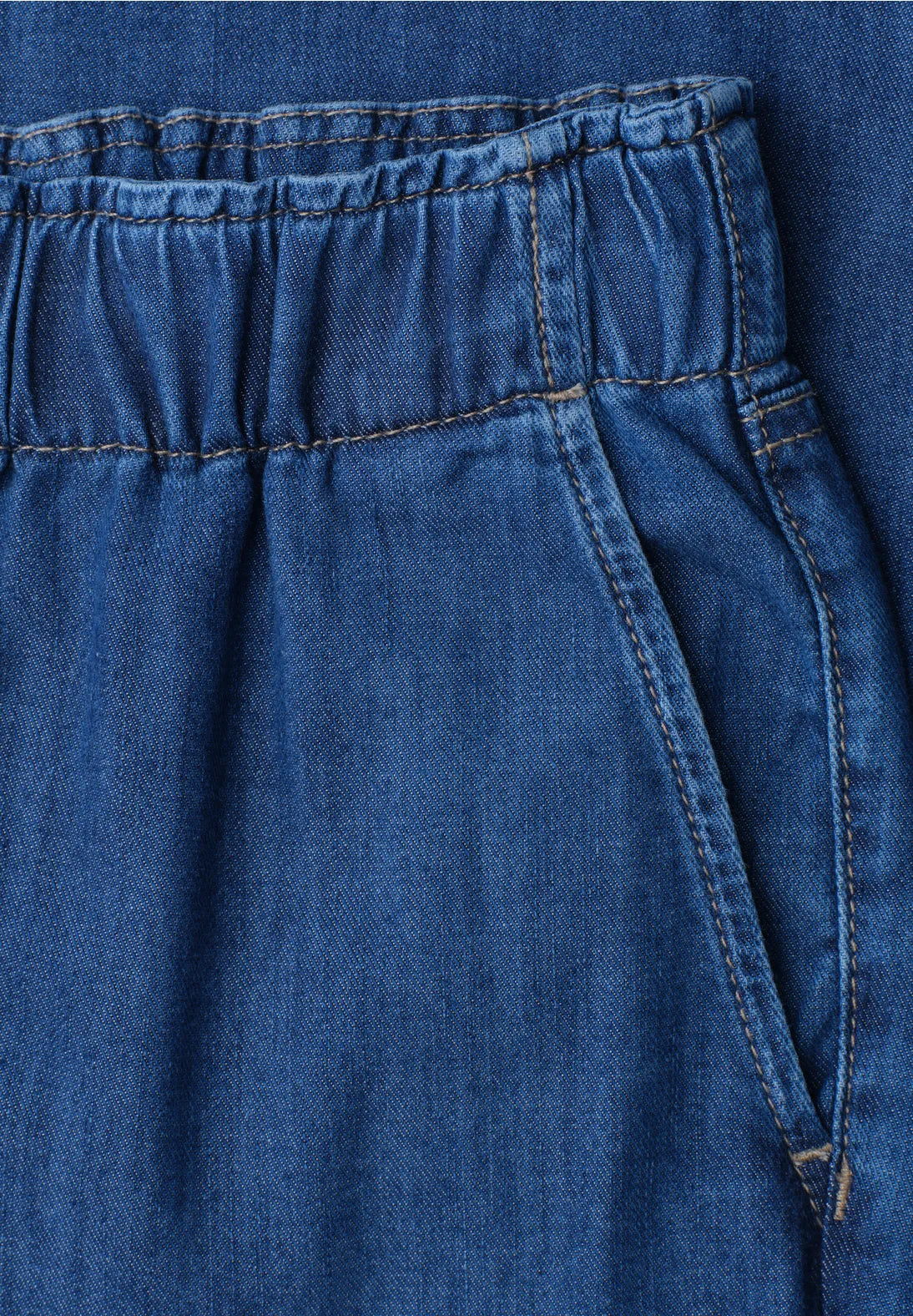 Street One Wide Leg Jeans with Paperbag Waistband - Denim