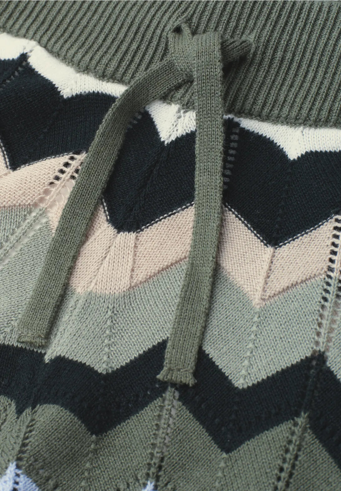 Street One Zig Zag Knit Trousers - Green Multi.