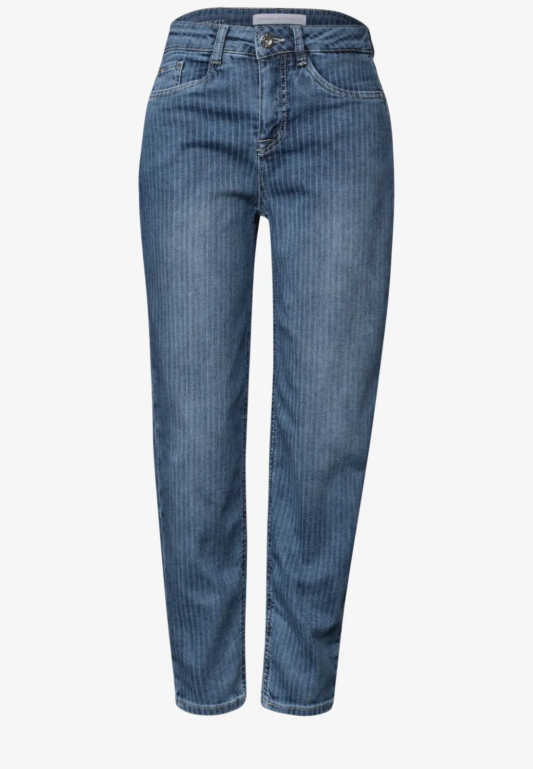 Street One Karlie High Waisted Jeans with Stripes - Denim.
