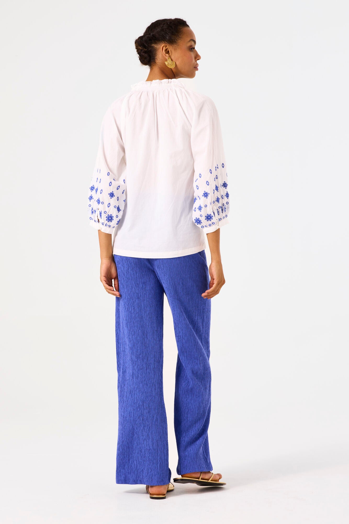 Garcia Ladies elasticated wide leg trousers Blue