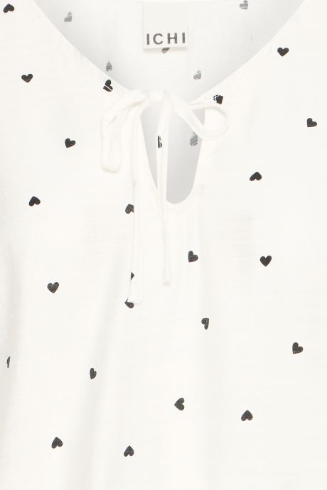 ICHI IHELVA LS White with Navy Heart