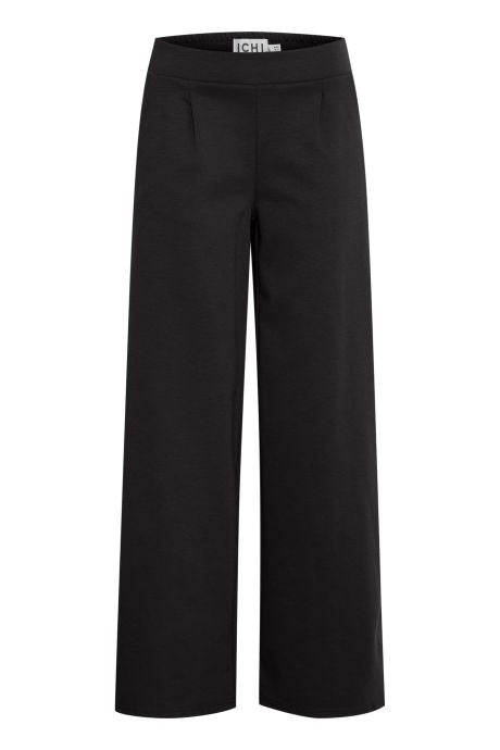 ICHI IHKATE SUS LONG WIDE TROUSERS Black