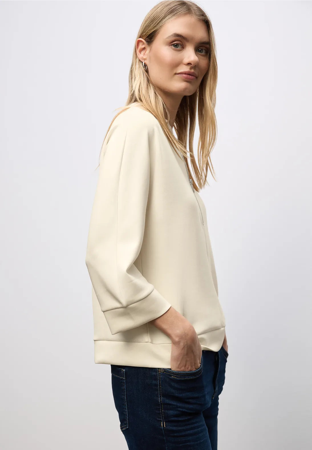 Street One Silk Look Shirt with Zipper Detail
