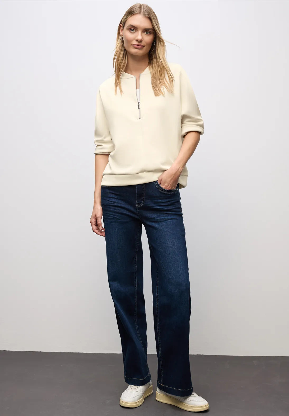 Street One Silk Look Shirt with Zipper Detail