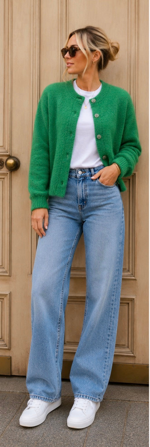 Sophie Cardigan with Kid Mohair - Green.