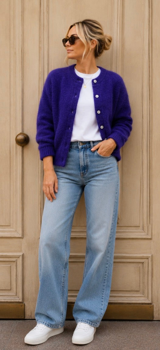 Sophie Cardigan with Kid Mohair - Purple.