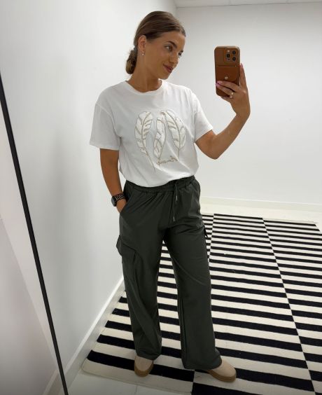 Kyla PU cargo Trousers Straight end Khaki