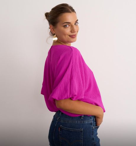 Kyla Puff Bottom & Sleeve Top Magenta