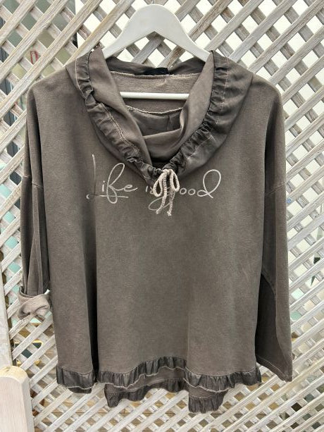 Kyla Cotton Sweatshirt with frill hem