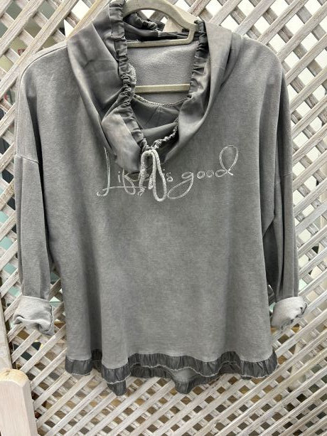 Kyla Cotton Sweatshirt with frill hem