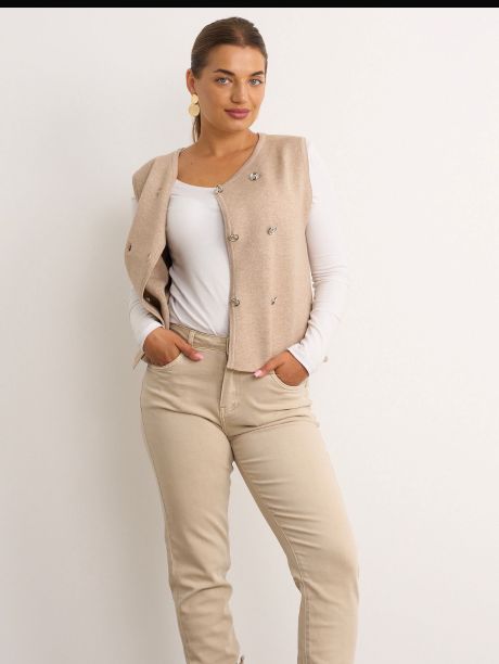 Kyla Double Breasted Waistcoat with Gilt Buttons Navy & Other Colours