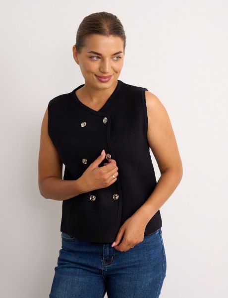 Kyla Double Breasted Waistcoat with Gilt Buttons Navy & Other Colours
