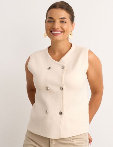 Kyla Double Breasted Waistcoat with Gilt Buttons Navy & Other Colours
