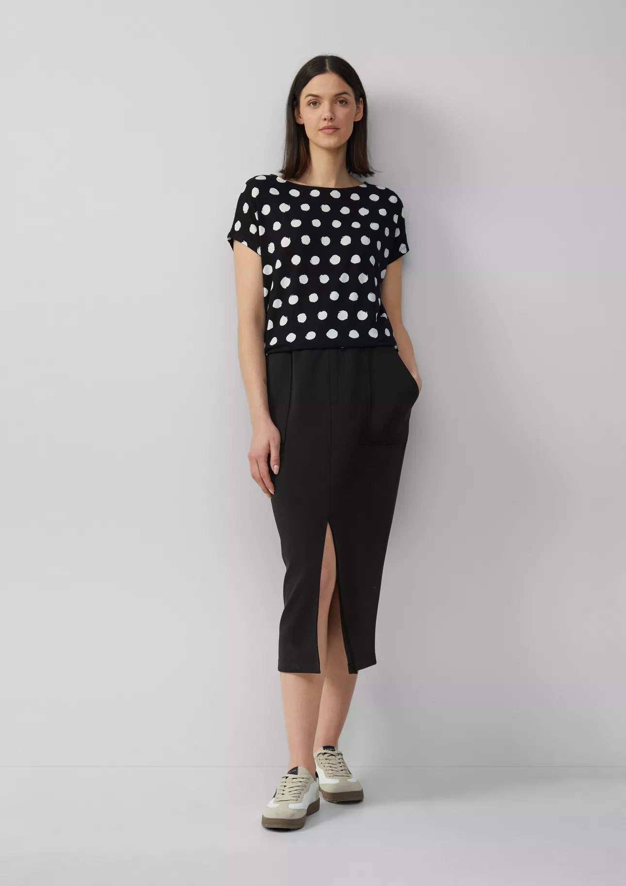 S Oliver Black & White Spot Top