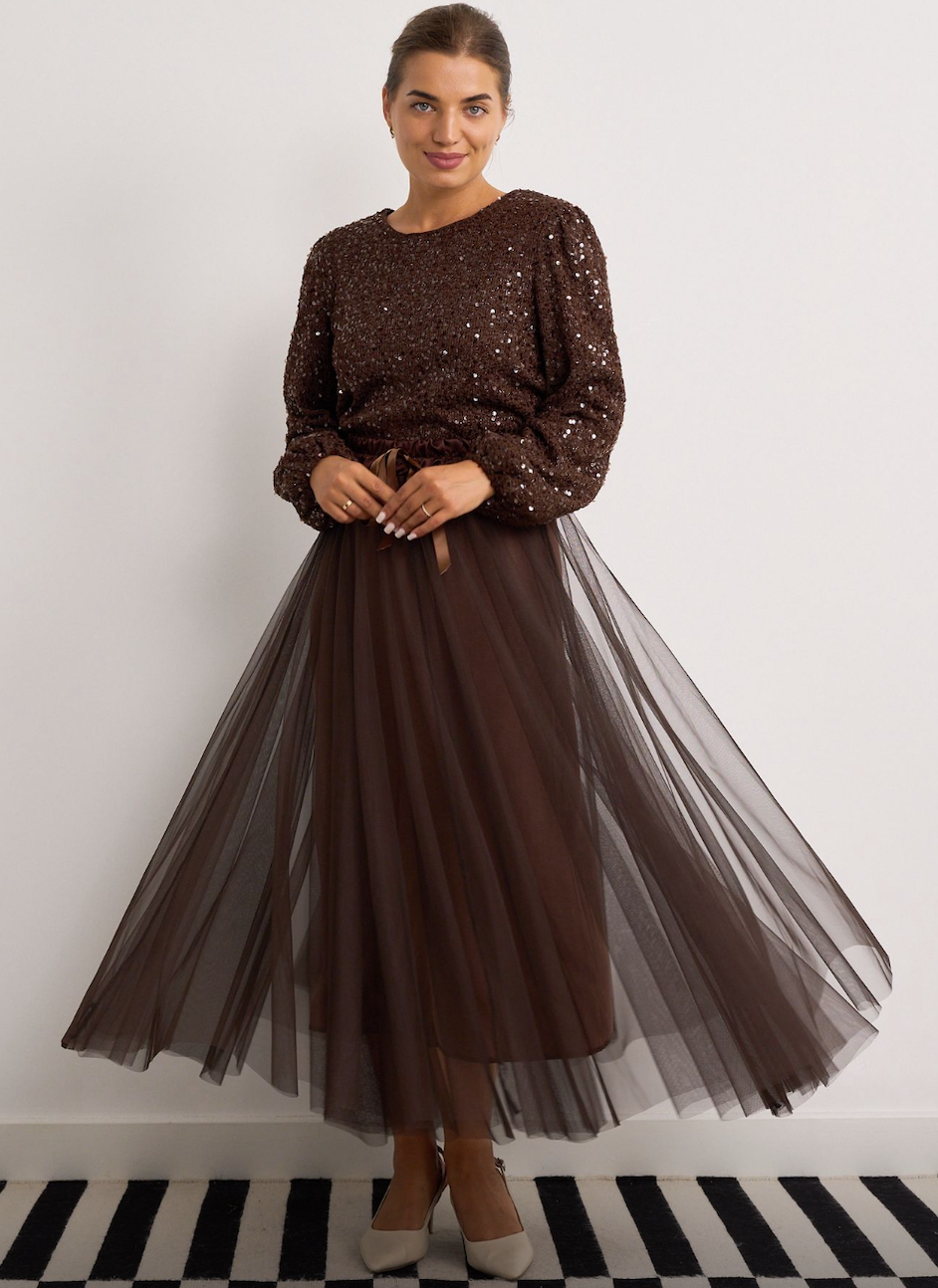 Kyla Brown Tulle Skirt One Size