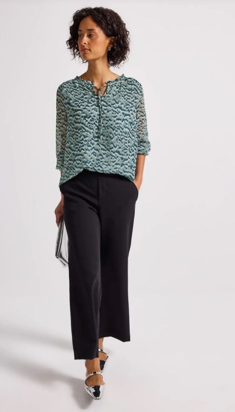Street One Chiffon Tunic Blouse with Smock Cuff