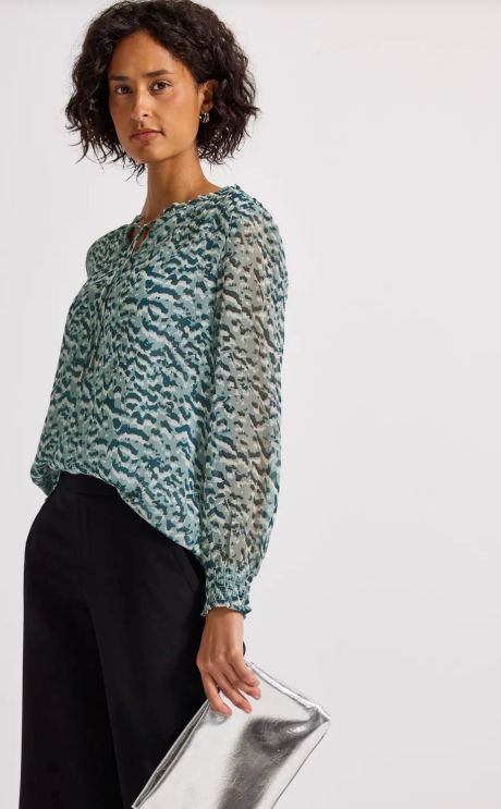 Street One Chiffon Tunic Blouse with Smock Cuff