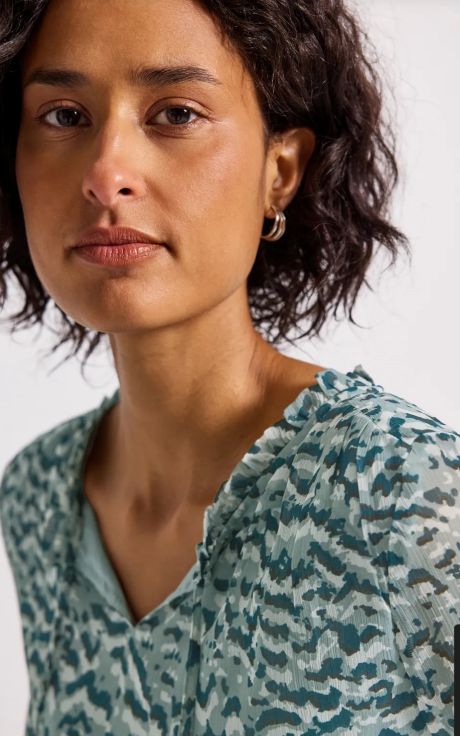 Street One Chiffon Tunic Blouse with Smock Cuff