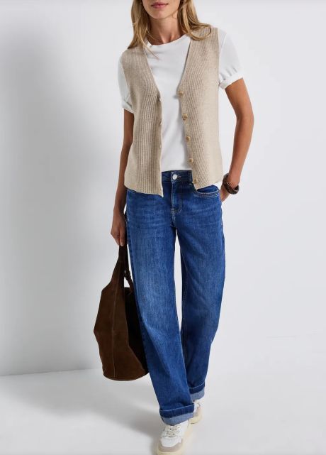 Street One Cosy Ribbed Sleeveless Cardigan
