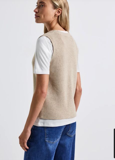 Street One Cosy Ribbed Sleeveless Cardigan