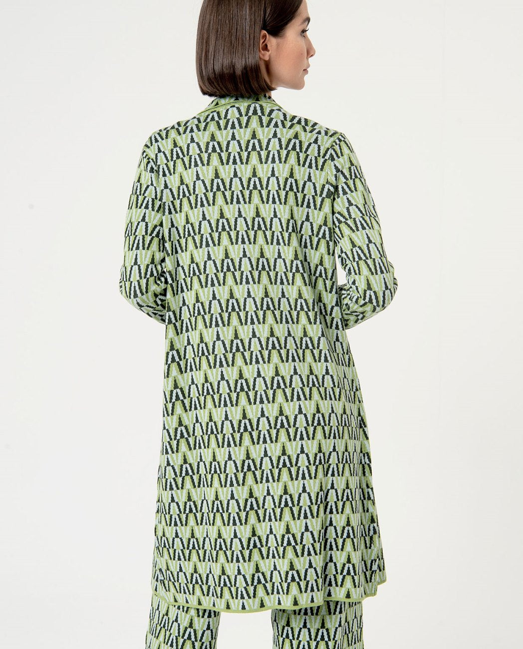 Surkana Knit Cardigan with 1 button close - Green Mix
