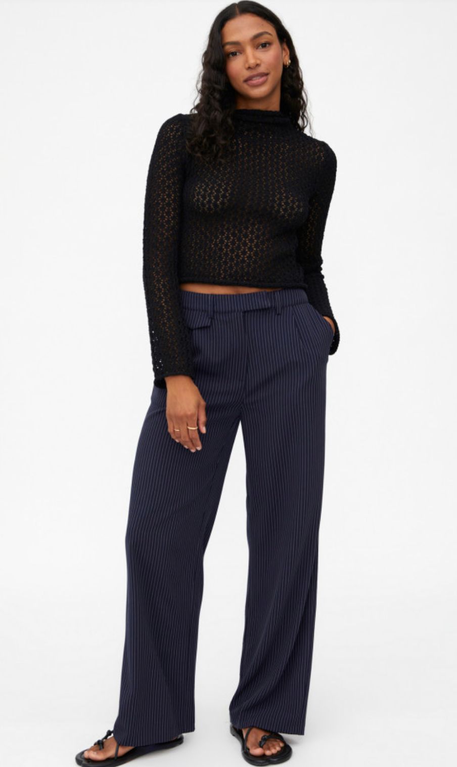 Wild Pony Palazzo trouser-Navy pinstripe