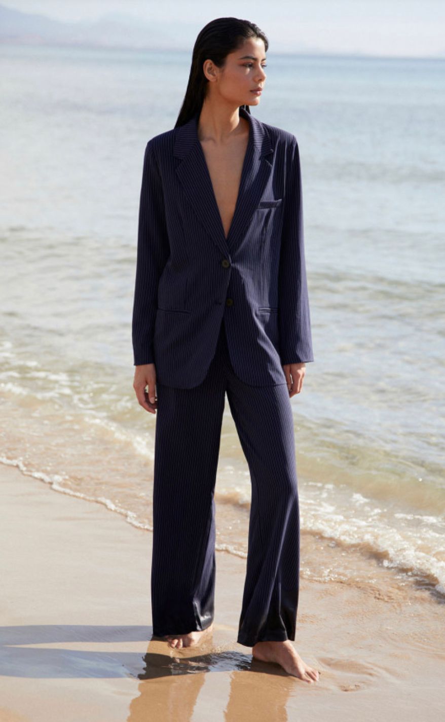 Wild Pony Palazzo trouser-Navy pinstripe