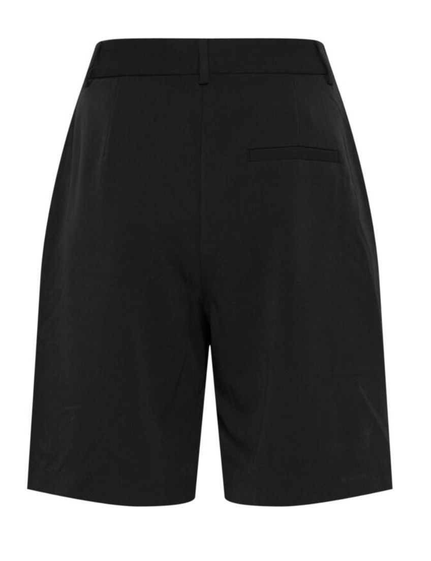 ICHI IHPIXI SHO Twill shorts-pin tucks & pockets in Black