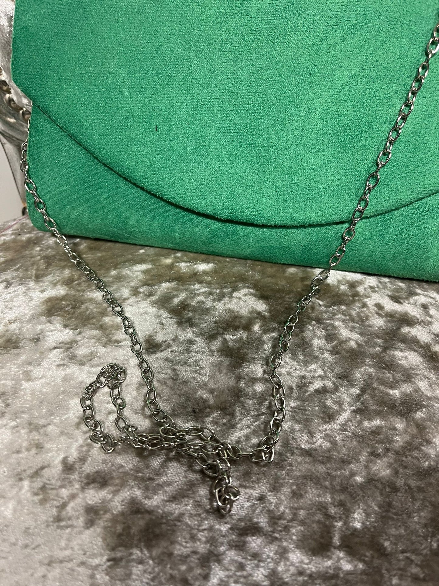 De Bear Suede Clutch with metal Strap-Kelly Green