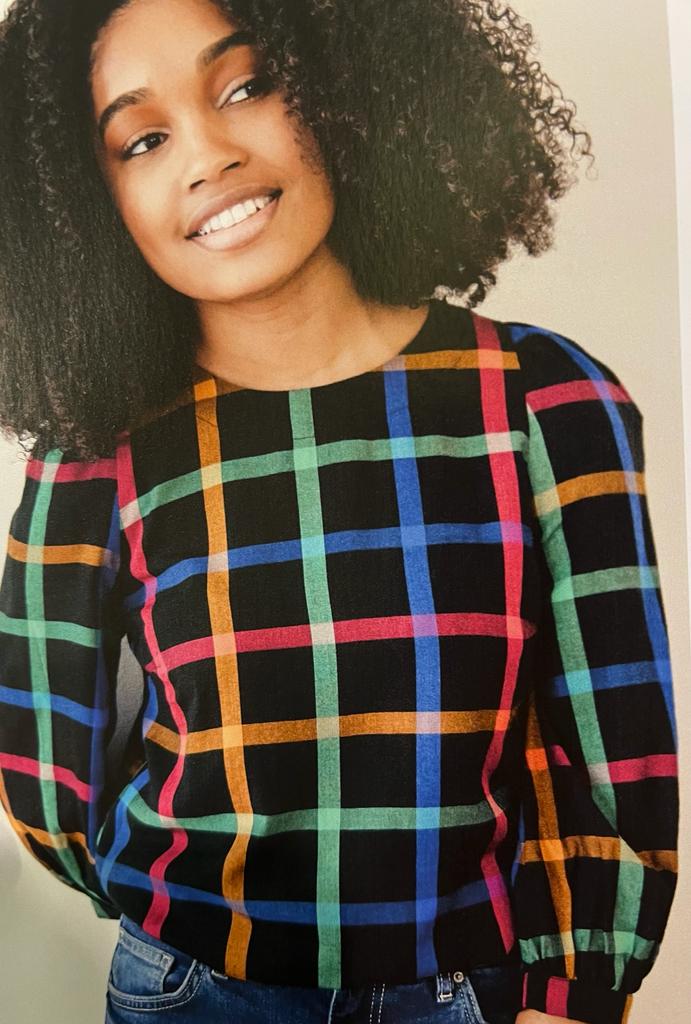 Sugarhill Blaise Top Black Rainbow Check