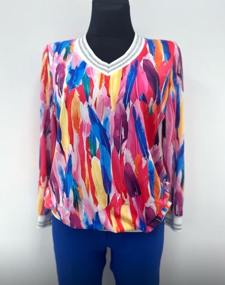 YEW Racer neck top Double Silver Stripe