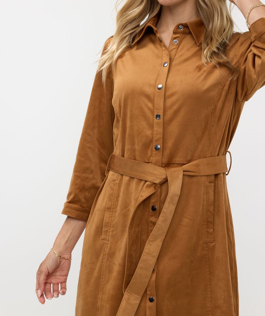 Esqualo Dress suedine-Camel