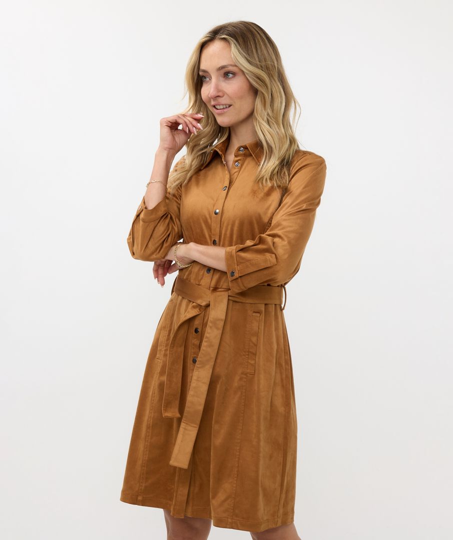 Esqualo Dress suedine-Camel
