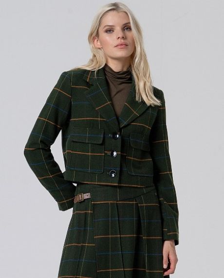 Surkana Short Plaid Blazer with printed lining