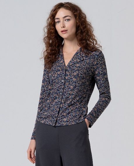 Surkana Smoking Collar Blouse - Blue