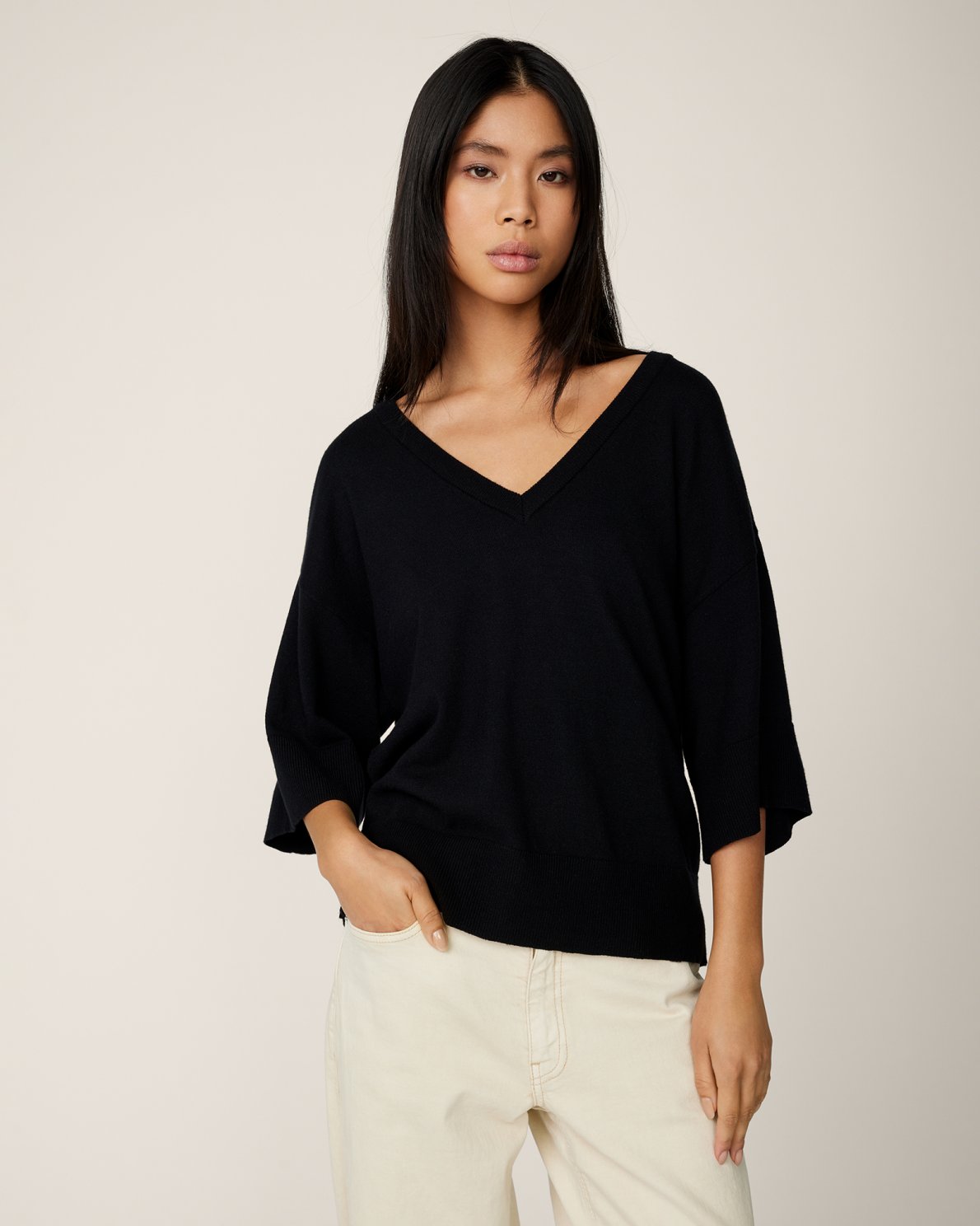 MSCHEslina Rachelle 2/4 V Pullover -Black